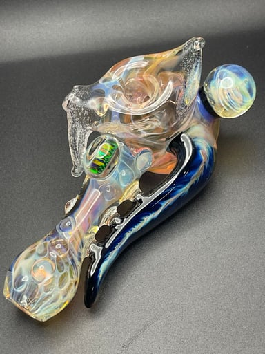 Preview pic of Thick Color Changing Inside Out Hammer with Spacey Kickstand, Mibs, and Opals