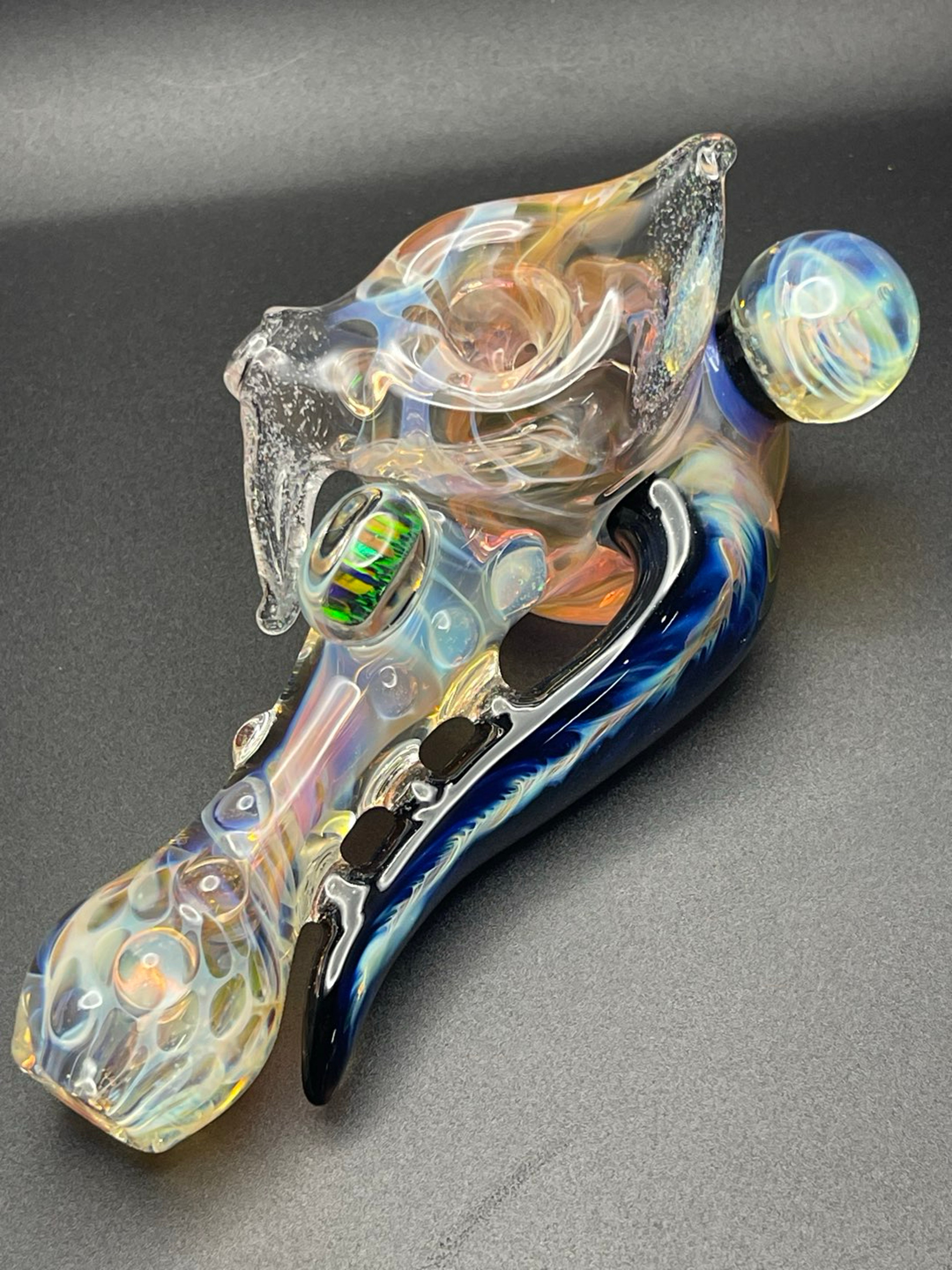 Preview pic of Thick Color Changing Inside Out Hammer with Spacey Kickstand, Mibs, and Opals