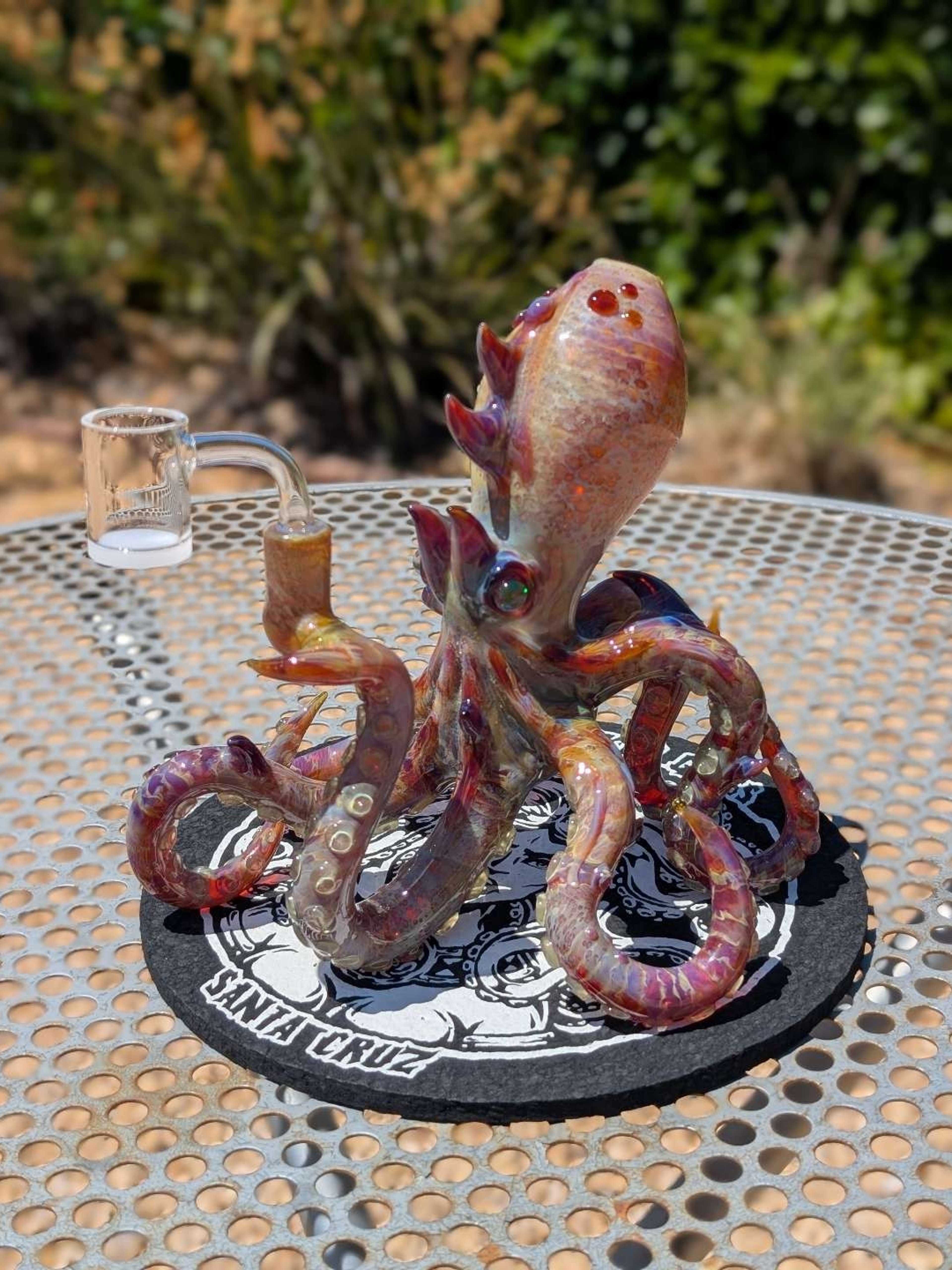 Preview pic of Wicked Glass Kraken Amber Purple with Highly Educated Banger, 2 Carb Caps, Mood Mat, and Wicked Coin