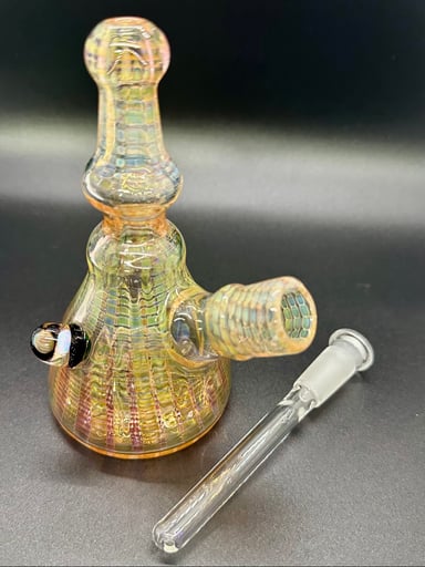 Preview pic of Gold and Silver Fumed Mini Beaker w/ Opal Accent