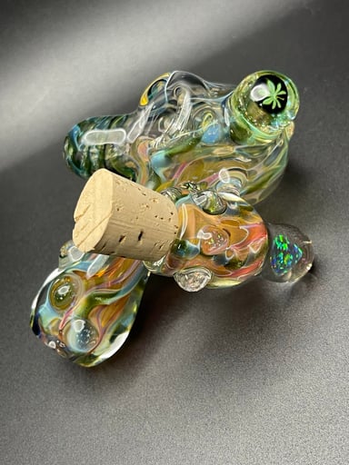 Preview pic of Pocket Heady with Nug Jar attached, Gilson opals and Dave Strobel murrini