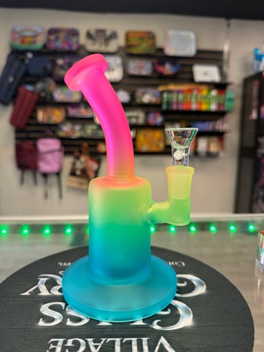 Preview pic of Rainbow Frosted 8" Bent Neck Bong