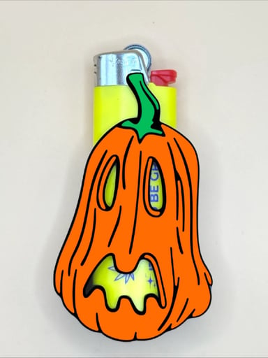 Preview pic of Spooky Halloween Melting Pumpkin BIC Lighter Sleeve
