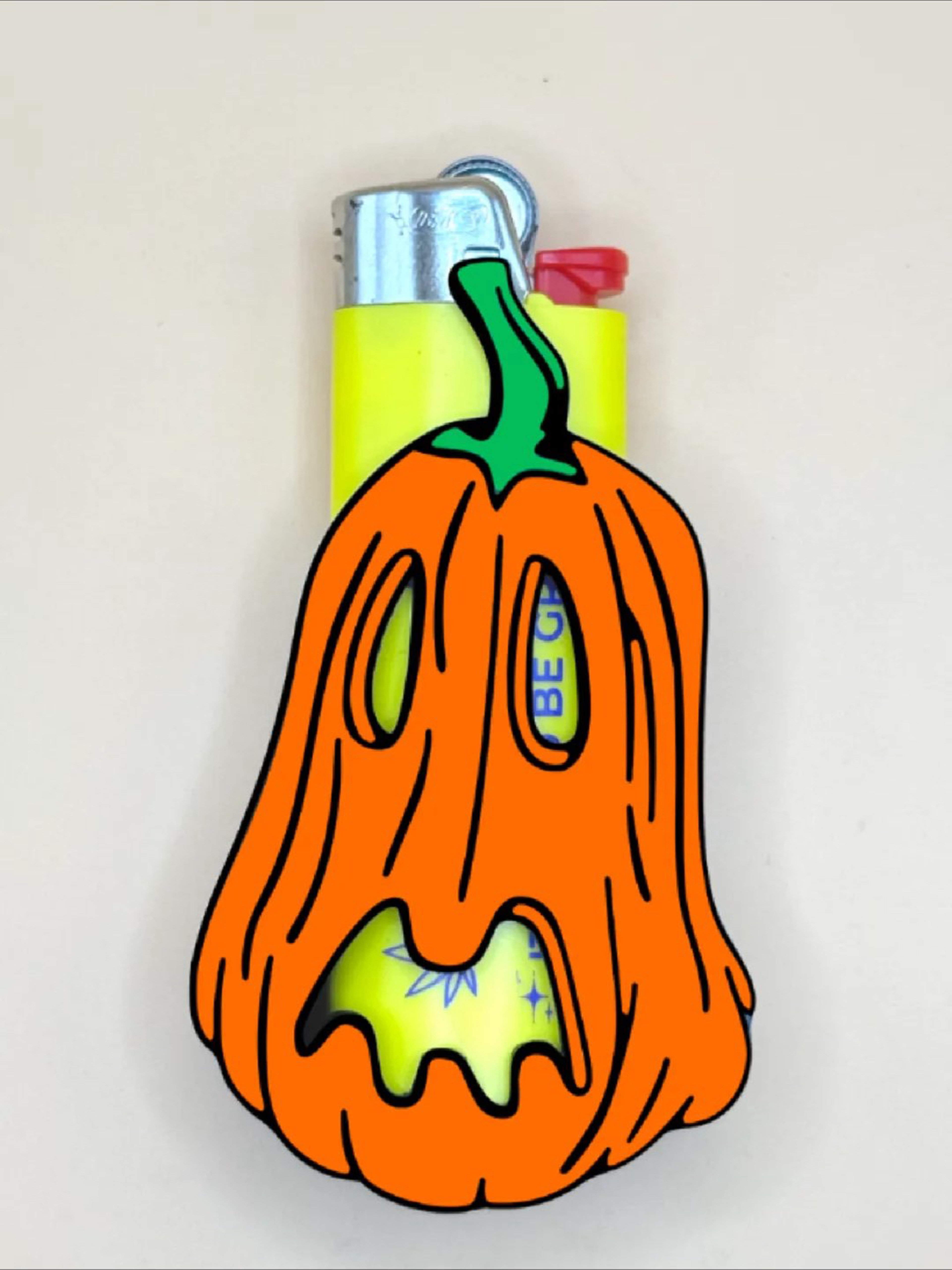 Spooky Halloween Melting Pumpkin BIC Lighter Sleeve image 0