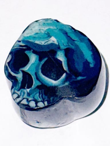 Preview pic of Stephen Boehme Blue Skull Paperweight