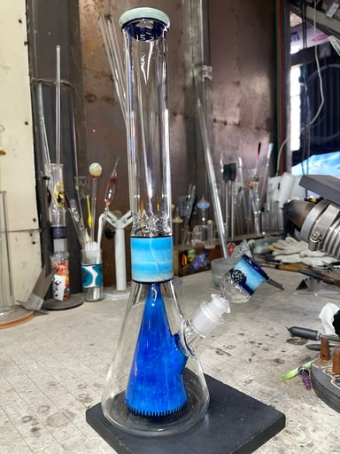 Preview pic of 16” tall x 44mm , cobalt blue with silver fume accents, comes with adapter to use the slide without steam