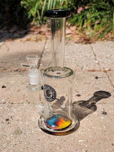 Preview pic of Infamous Glass Wig Wag Gill Perc Mini Tube Blooper 14mm Black