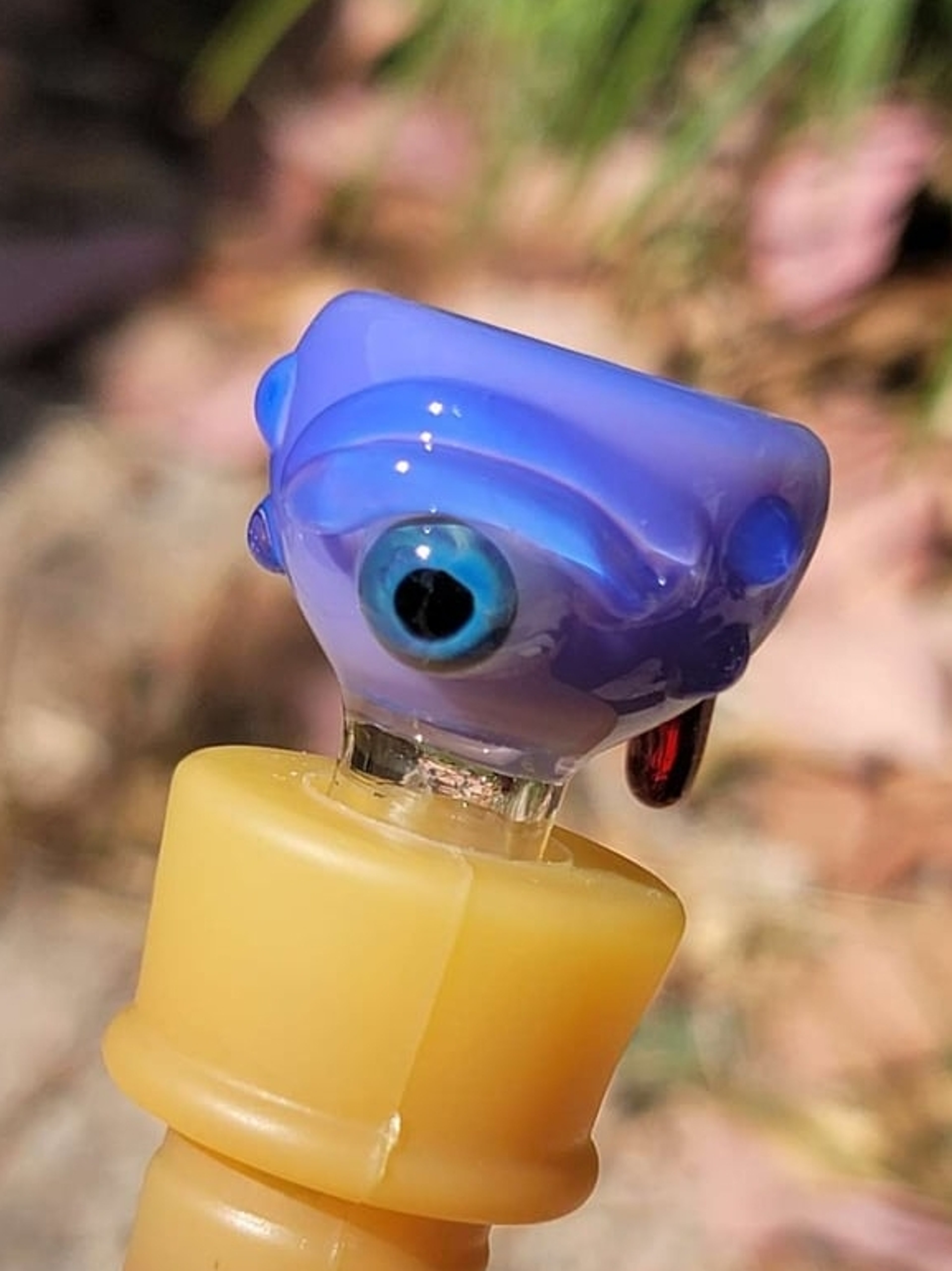 Preview pic of Infamous Glass Eyeball Bowl Blue and Purple 14mm