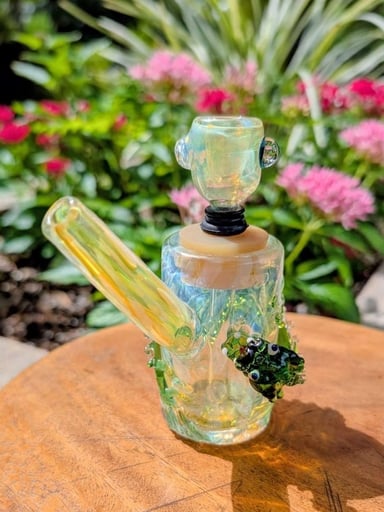 Preview pic of Papa Glass Dragon Bubbler w/ Cork Stopper & Fumed Glass