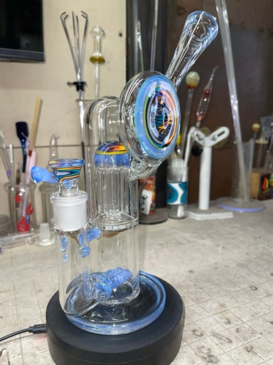 Preview pic of 11.5” tall. 18mm 4 holes slide, double gridded inline-4 arm perc