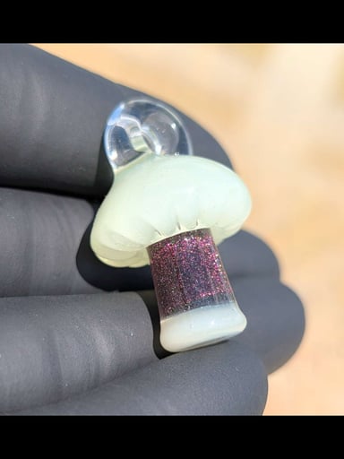 Preview pic of Mushroom pendant white and purple UV reactive