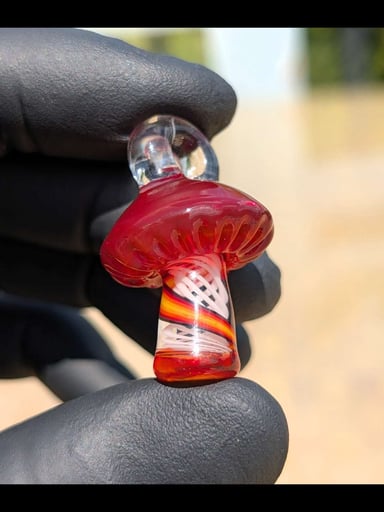Preview pic of Mushroom pendant red orange white zanfirico