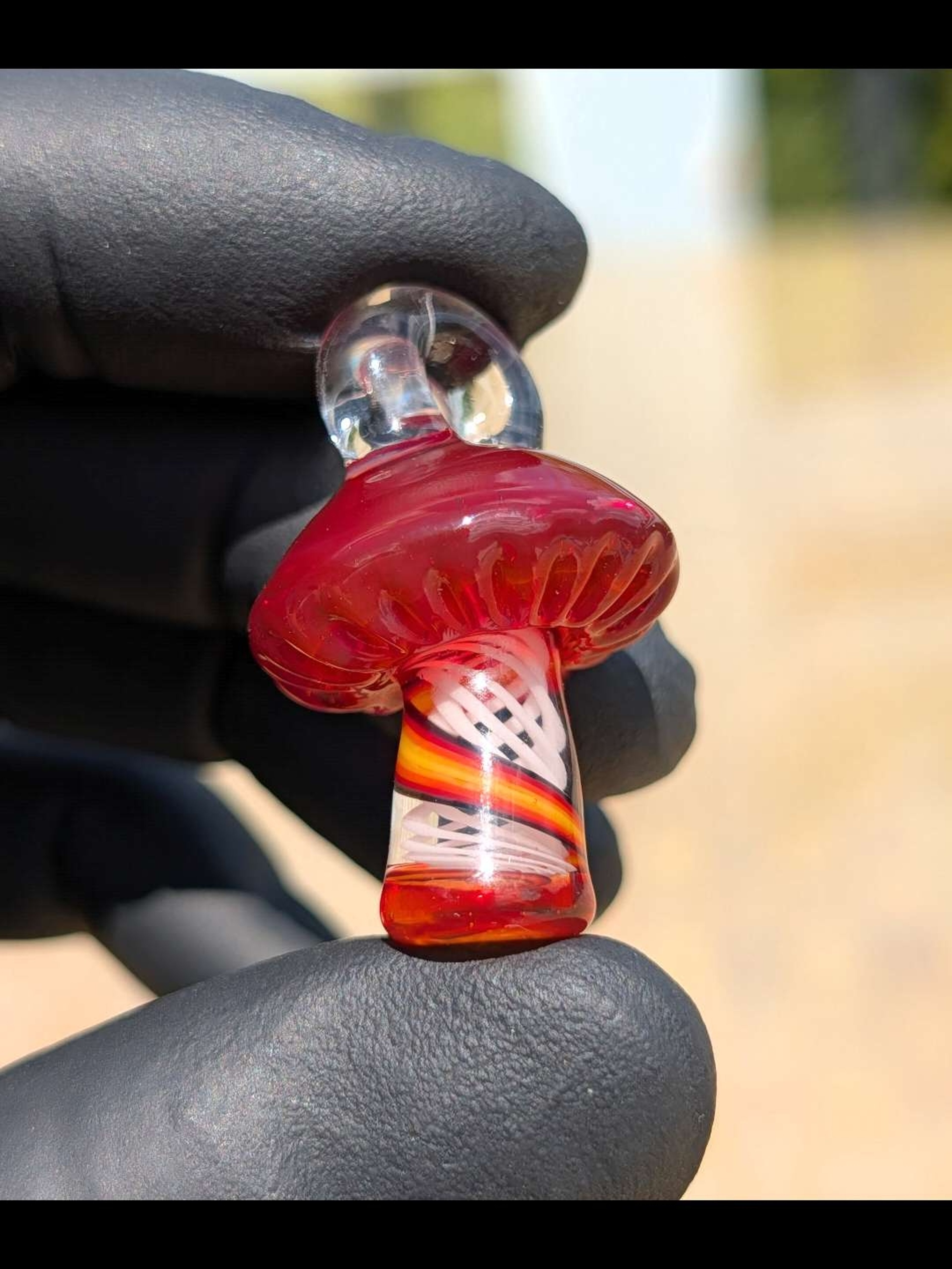 Mushroom pendant red orange white zanfirico image 0
