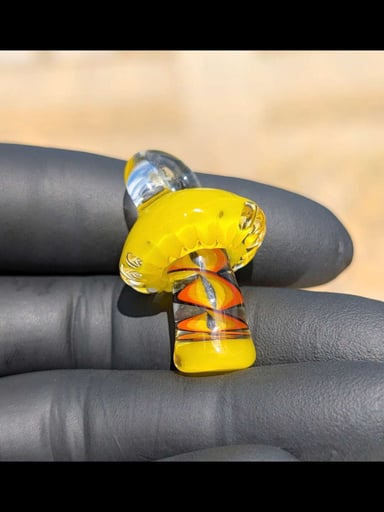 Preview pic of Mushroom pendant yellow orange UV reactive