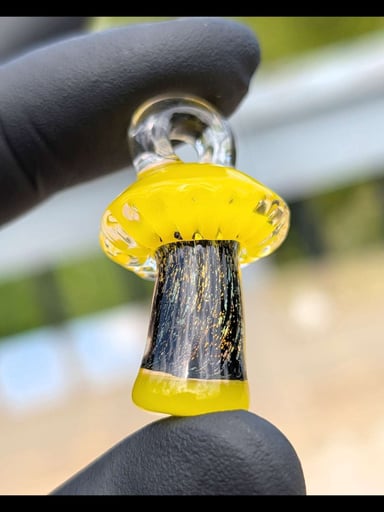 Preview pic of Mushroom pendant yellow dichroic