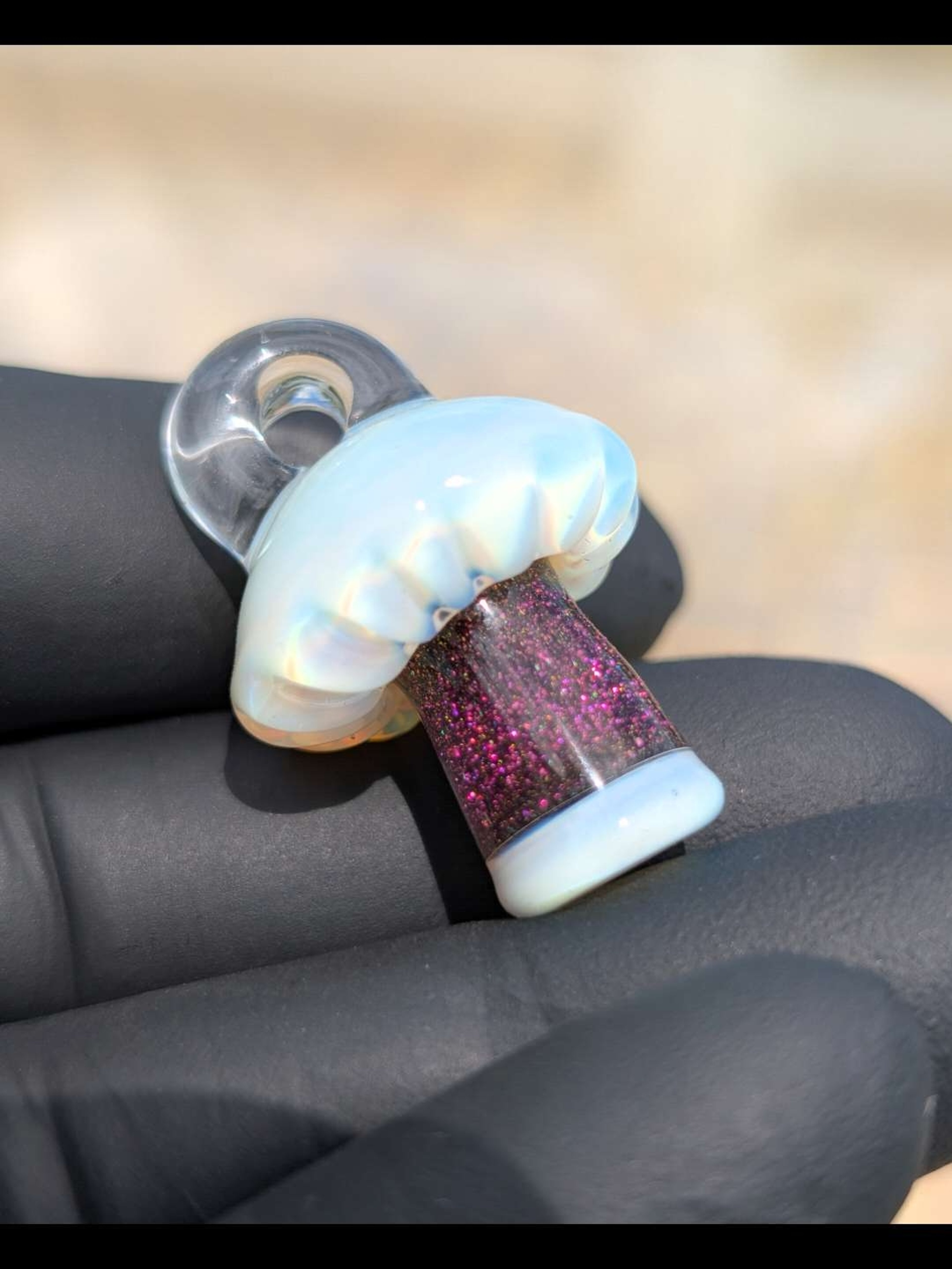 Mushroom pendant purple dichro UV reactive image 0