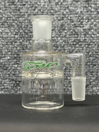 Preview pic of JP Toro Glass T.G.G. LLC Dry AC Clear Mini 14mm x 14mm Green Script Logo White Outline