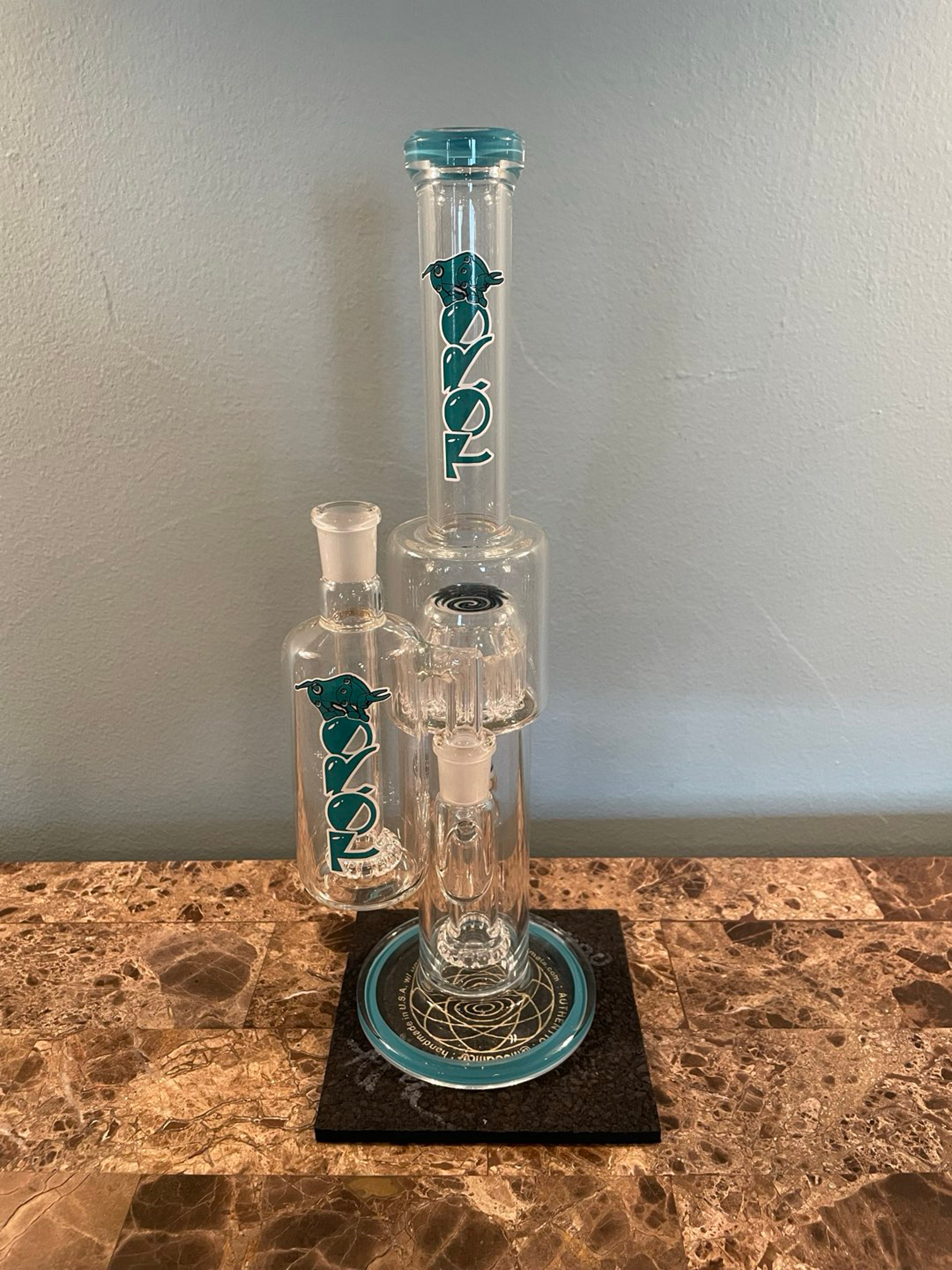 Preview pic of TORO Circ to 13 Arm Shrub Teal Logo w/ Worked Caps plus Ash Catcher