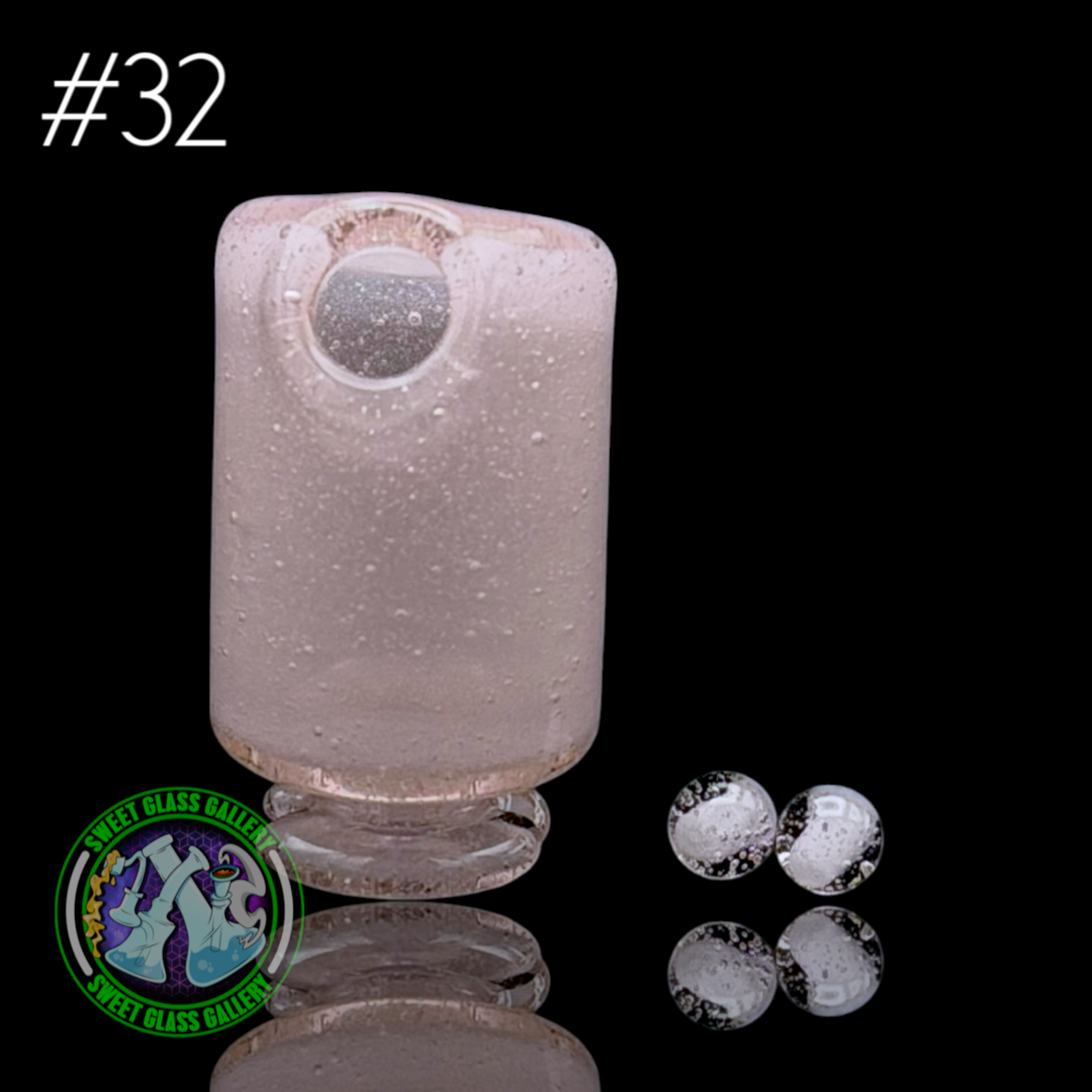 Preview pic of Kizmit Glass - Puffco Pivot Top #32 - Pink Lollipop x Star White