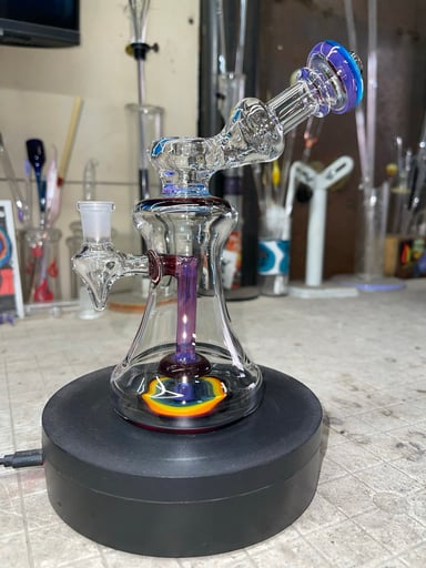 Preview pic of 7” tall 10mm joint, red Elvis, green slyme, stargazer, yellow and orange color
