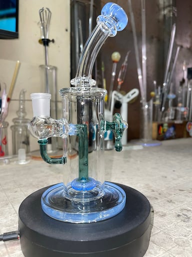Preview pic of 8” tall 14mm joint, ultra marine and ether color