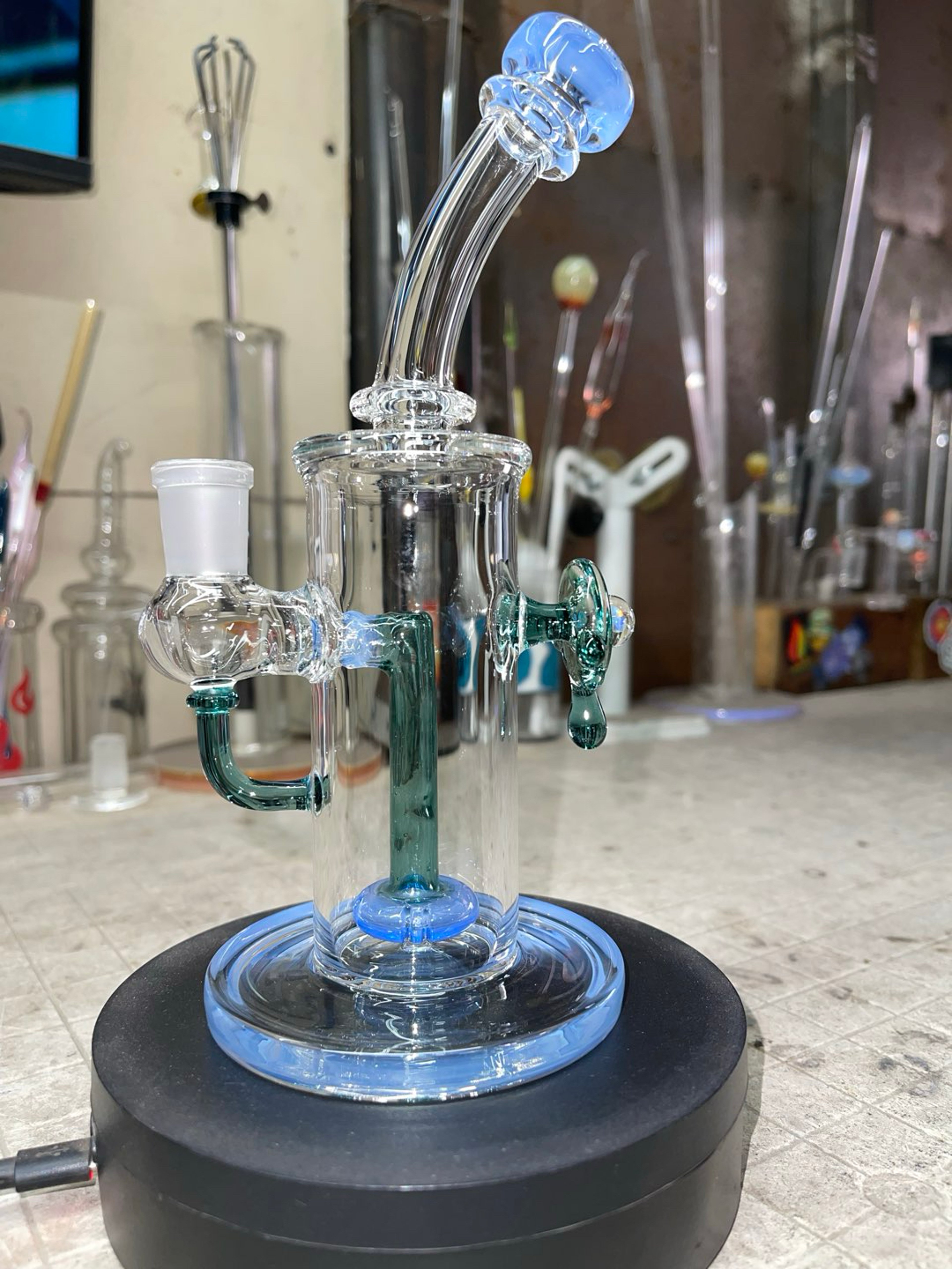 8” tall 14mm joint, ultra marine and ether color image 0