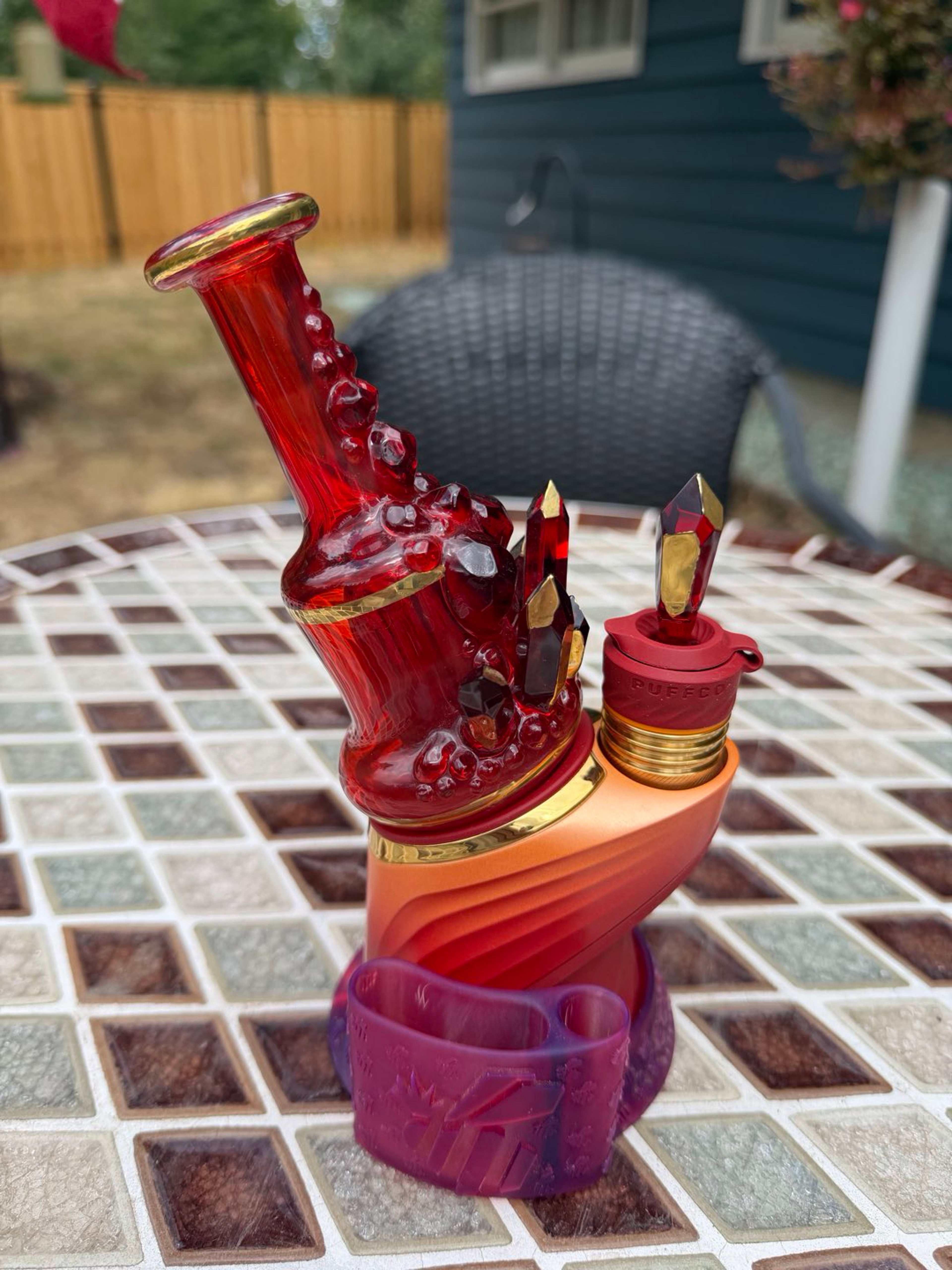 Puffco peak bubbler top with matching joystick from northern waters glass. image 0