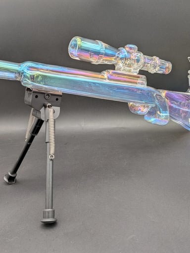 Preview pic of SESHGEAR SNIPER RIFLE GUN GLASS WATER PIPE WITH STAND | 19.75"