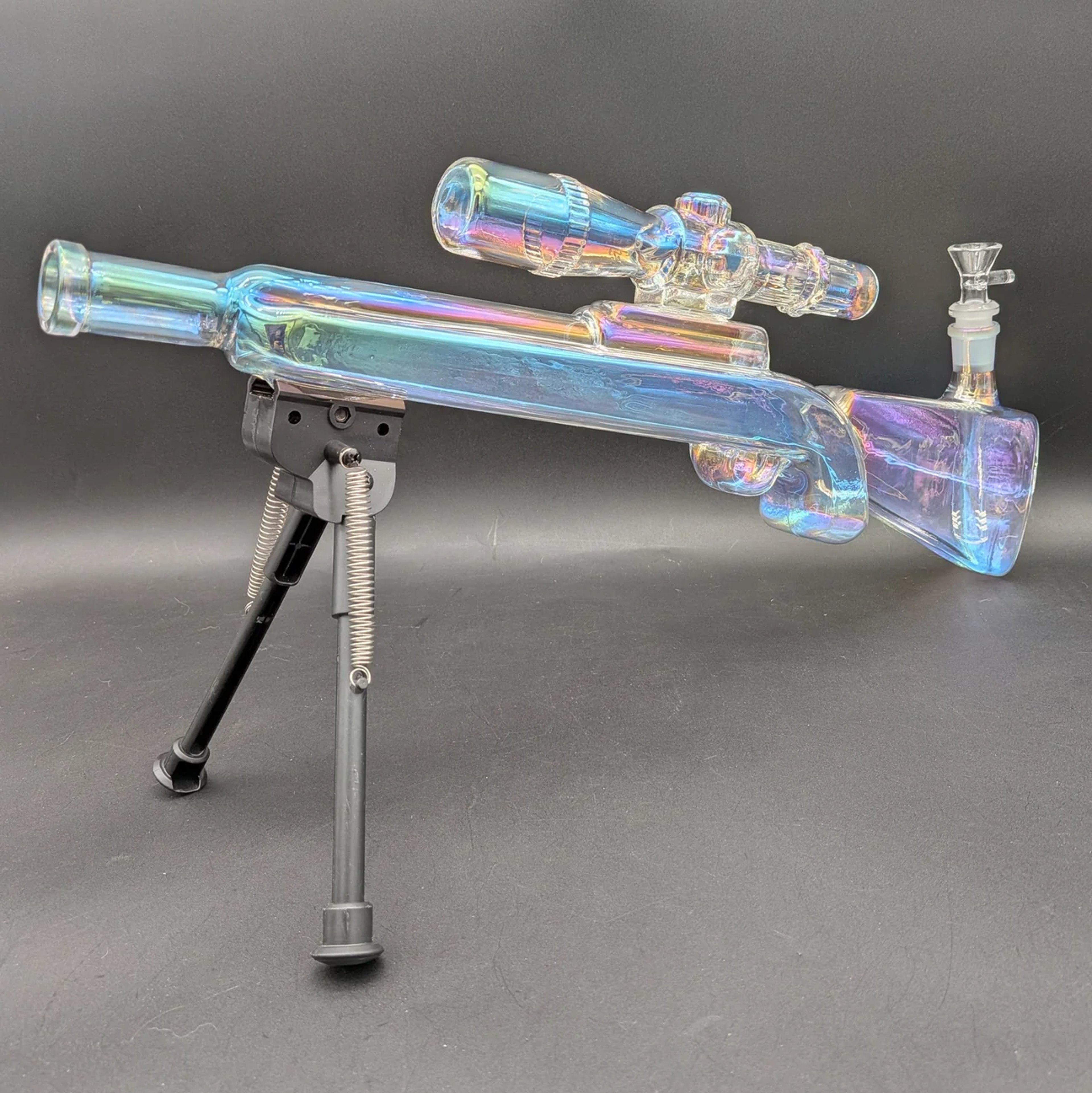 SESHGEAR SNIPER RIFLE GUN GLASS WATER PIPE WITH STAND | 19.75" image 0