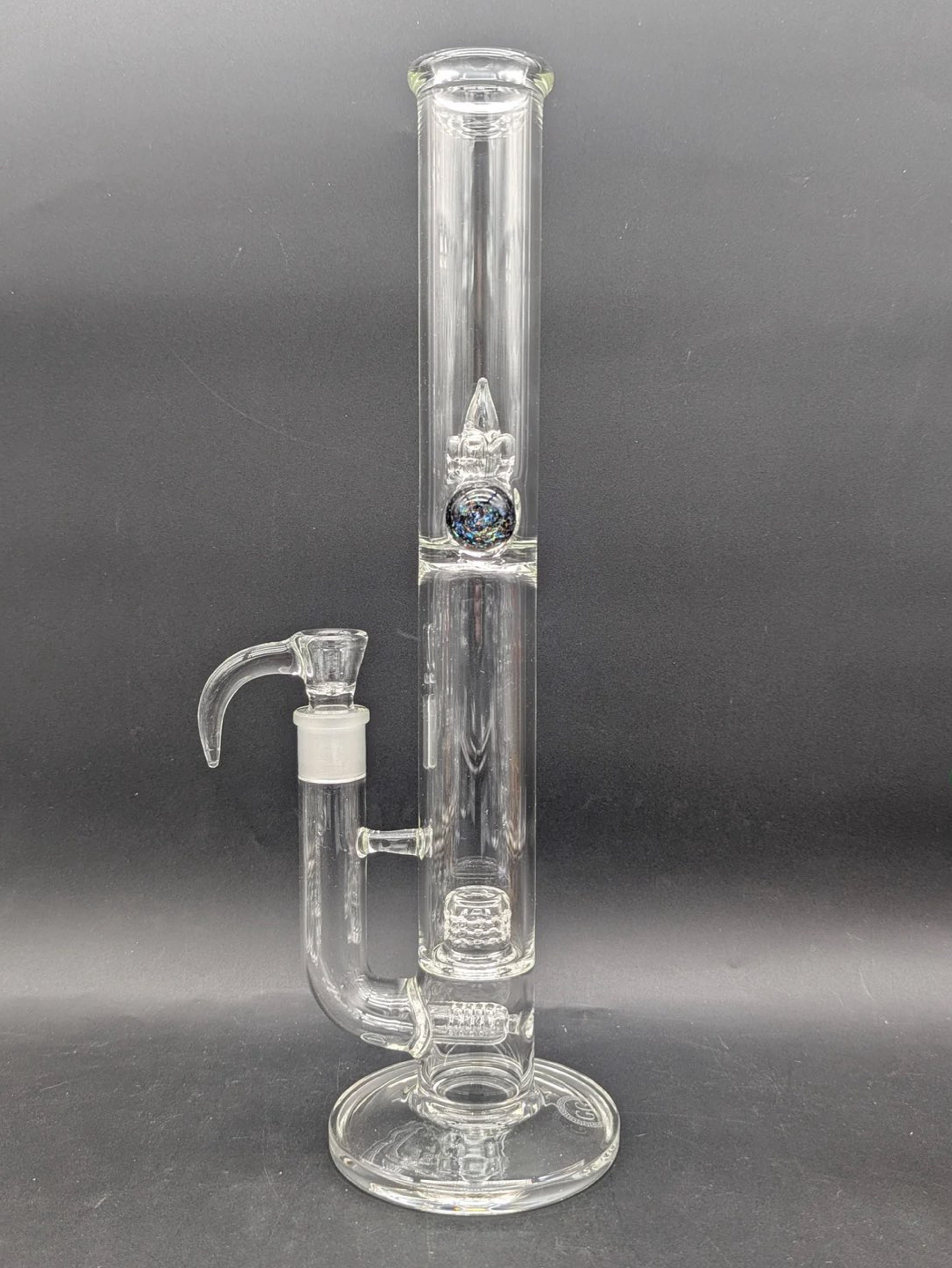 GREEK GLASS INLINE TO 360 GRID CAP TUBE W/ MARBLE image 0