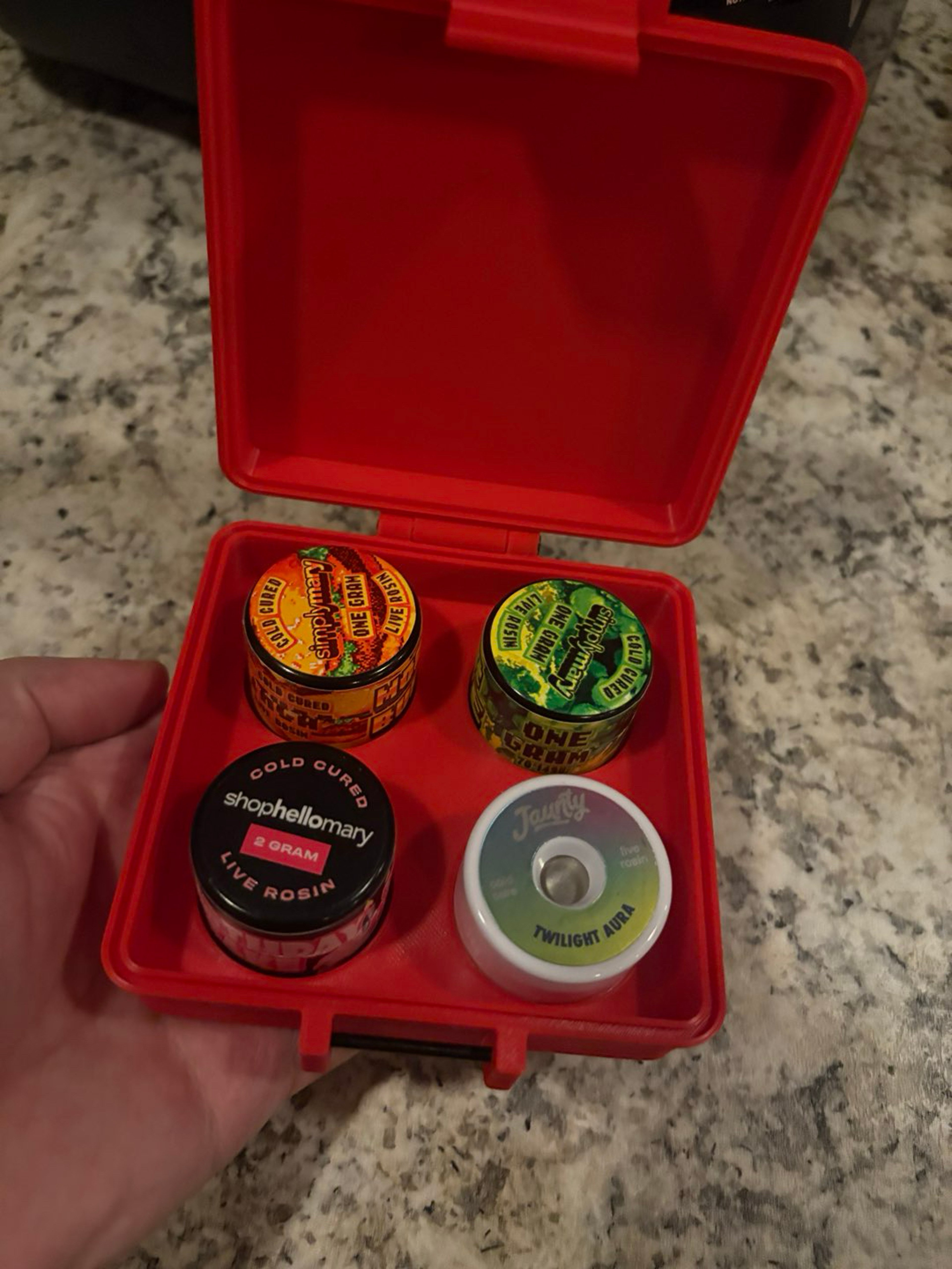 Preview pic of Secure Terp Vault - 4pc Rosin Jar Travel Case (Red)