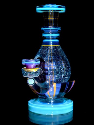 Preview pic of Scolari Glass - Coldworked Tartan Tech Dichro Teardrop Rig - Meta-Terrania/Royal Jelly - 10mm Female