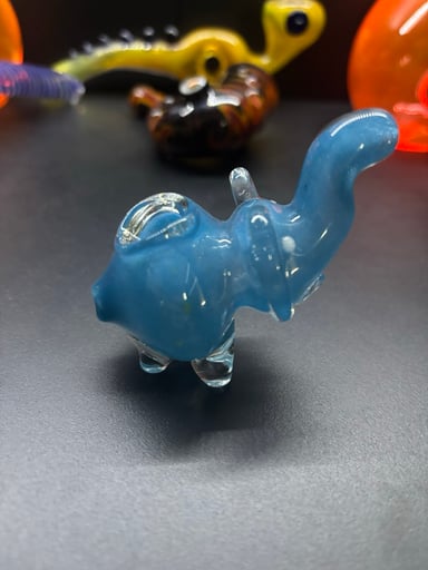 Preview pic of Blue glass elephant pipe