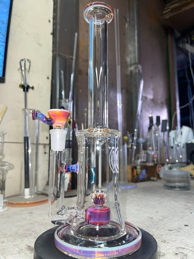 Preview pic of 11” tall, 14mm 2 holes slide, serendipity and amber purple color