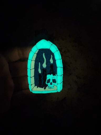 Preview pic of Glow-in-the-Dark Gothic Skull & Candles Bic Lighter Sleeve (White Skull)