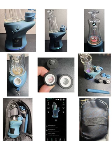 Preview pic of Focus V CARTA 2 Indigo Blue + SABER, Custom Opal Glass, 3 Atomizers & Case