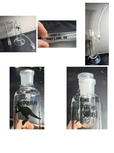 Preview pic of Goo Roo Designs HD 3pc Home Defense Bubbler 18mm Glass Water Pipe