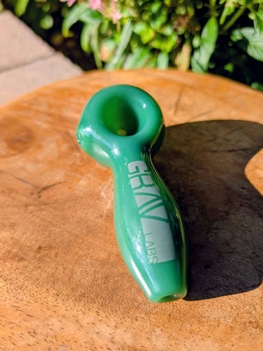 Preview pic of GRAV Classic Spoon Glass Hand Pipe - Lake Green