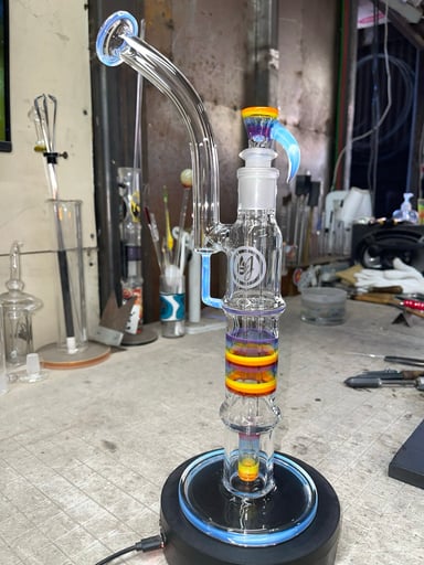 Preview pic of 14” tall 14mm 2 holes slide, gridded steam
