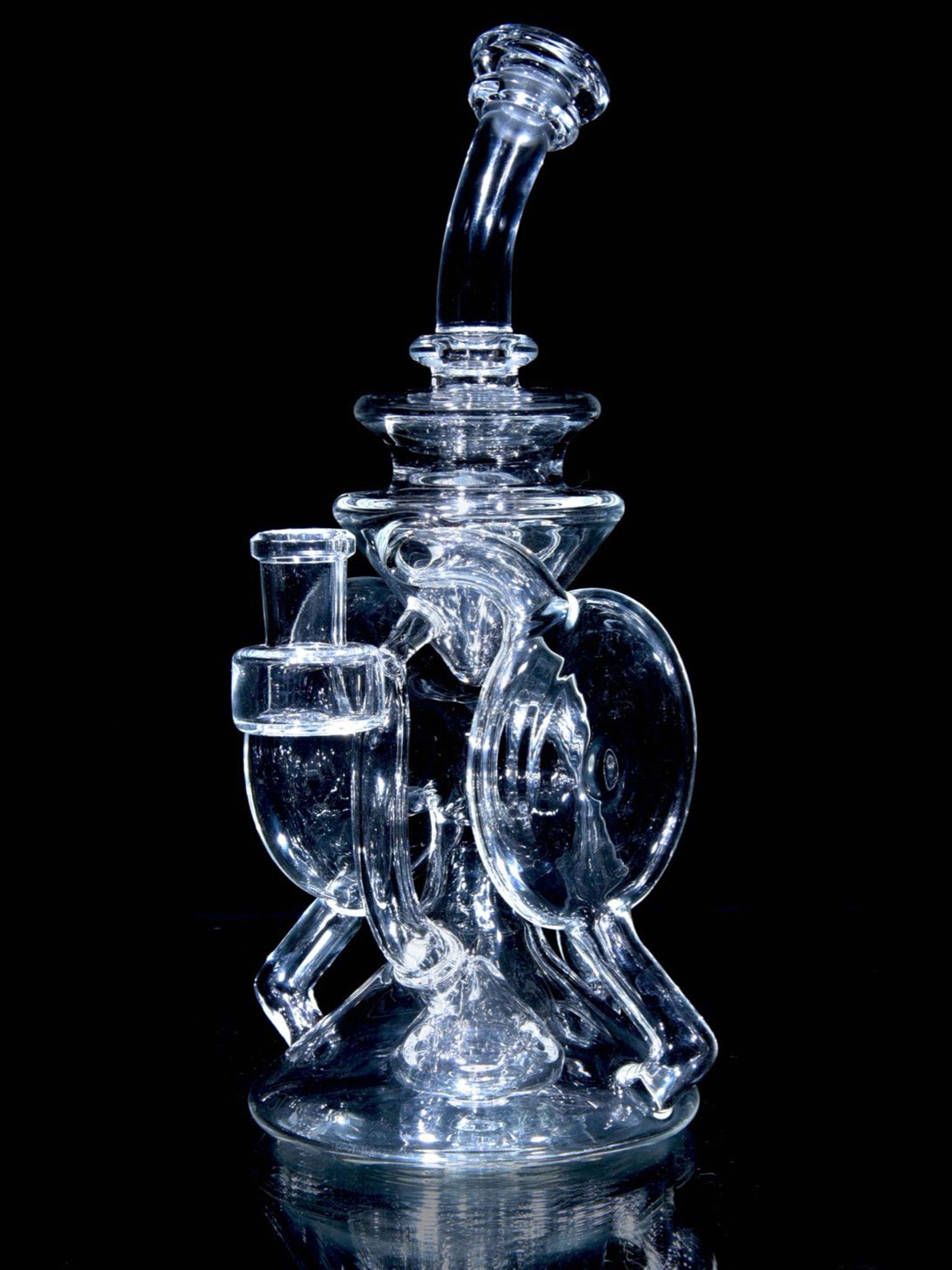 Cerio Glass - Triple-Drain Redisculator Recycler Rig - Clear - 14mm Female image 0