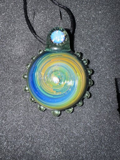 Preview pic of Gold and silver fume pendant w 2 opals