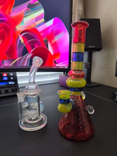 Preview pic of SoulMastaGlass heady rig and throwing in an OJ Flame mini recycler for FREE!