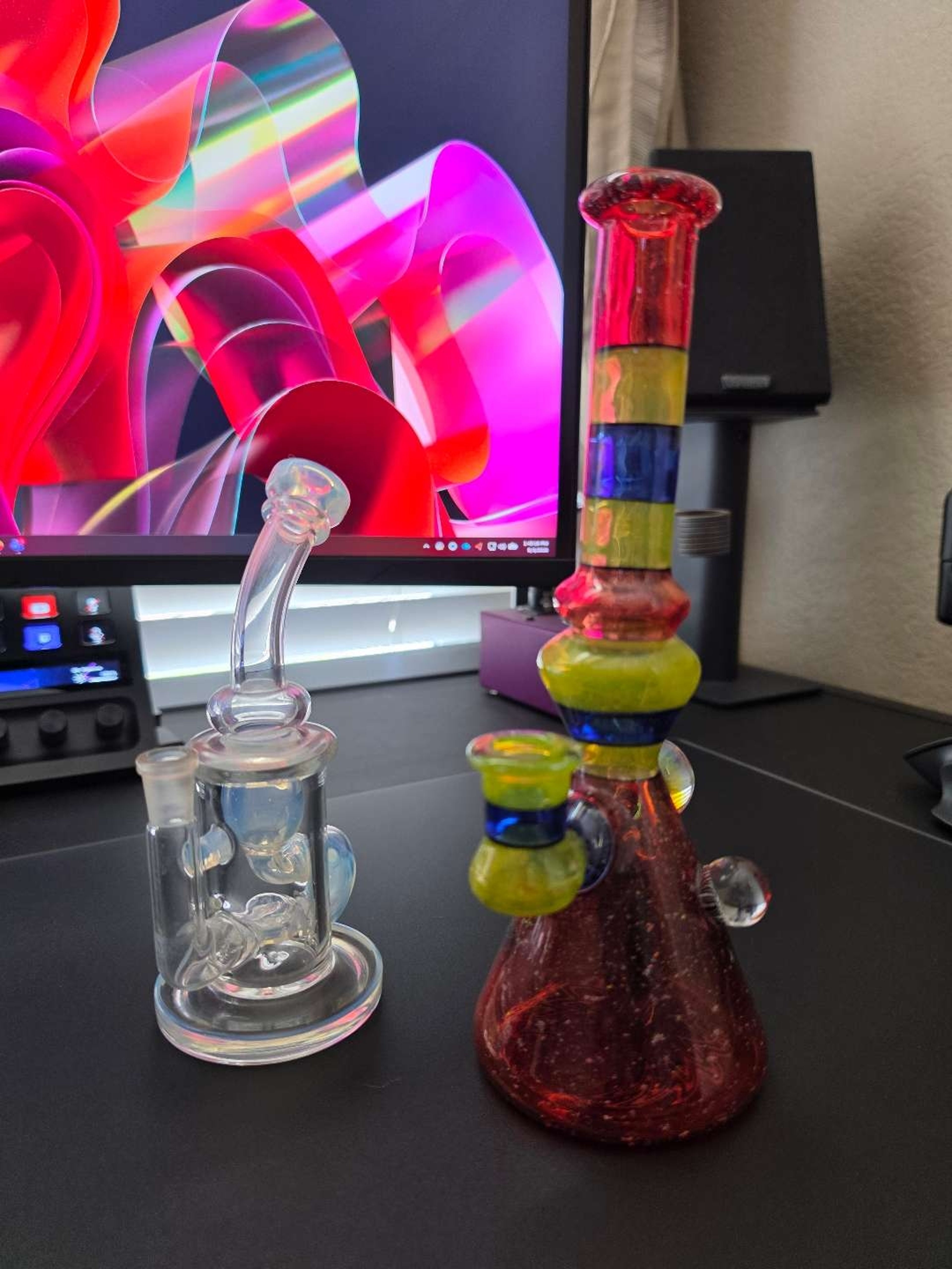 Preview pic of SoulMastaGlass heady rig and throwing in an OJ Flame mini recycler for FREE!