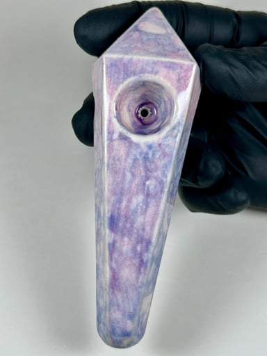 Preview pic of Diamond Pipe - 5 Inches - Ceramic - White, Purple and Blue - Free Shipping!