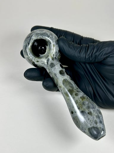 Preview pic of Spoon Pipe - 6.25 Inches - Ceramic - Black, White and Yellow - FREE SHIPPING!