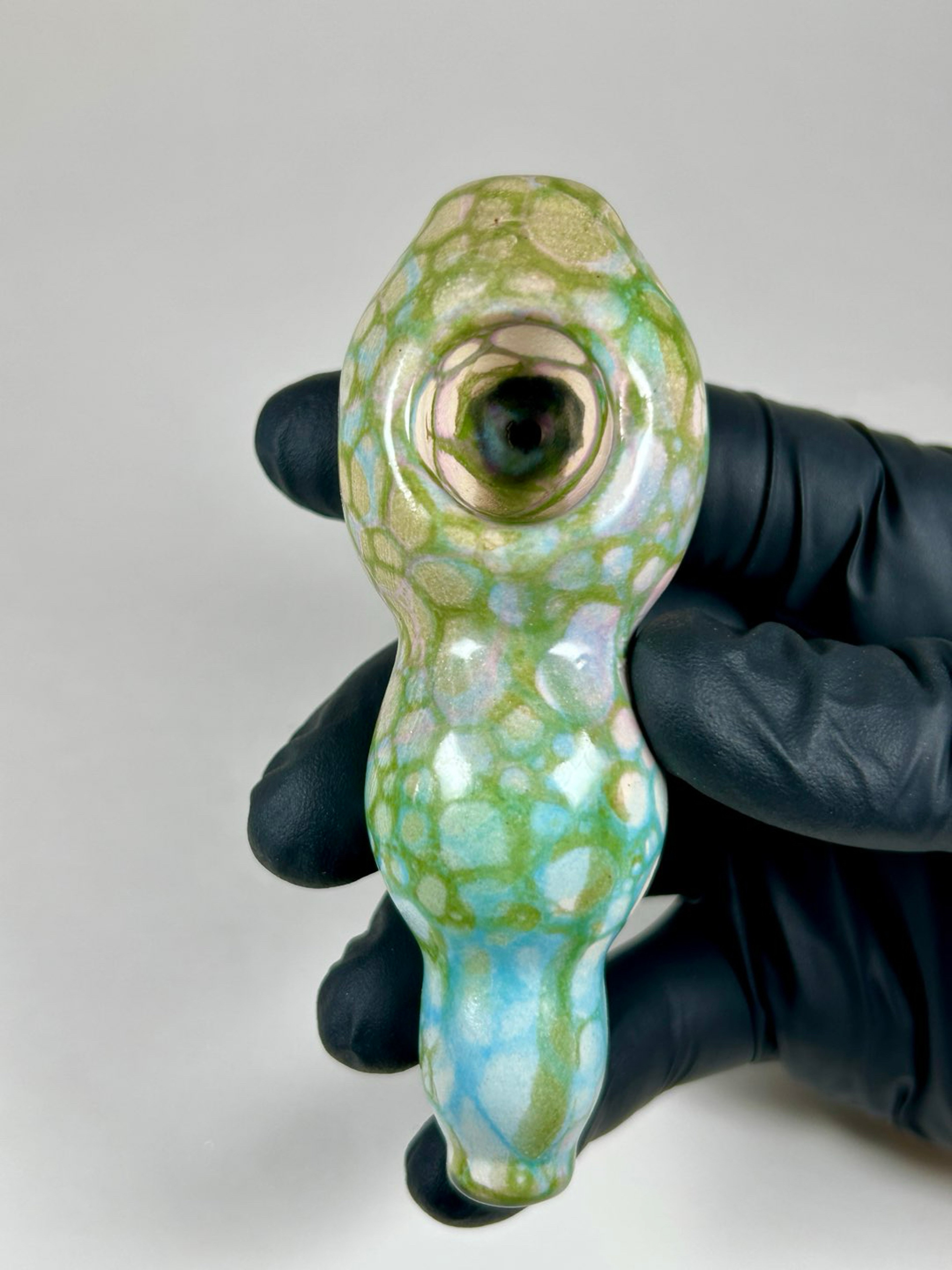 Bulbous Pipe - 4.25 Inches - Ceramic - Light Blue, Purple and Light Green - FREE SHIPPING!!! image 0