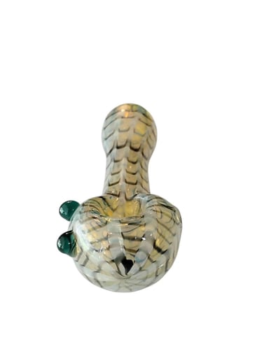 Preview pic of Green Studded Web Raked Spoon Greenish Blue & White Accents