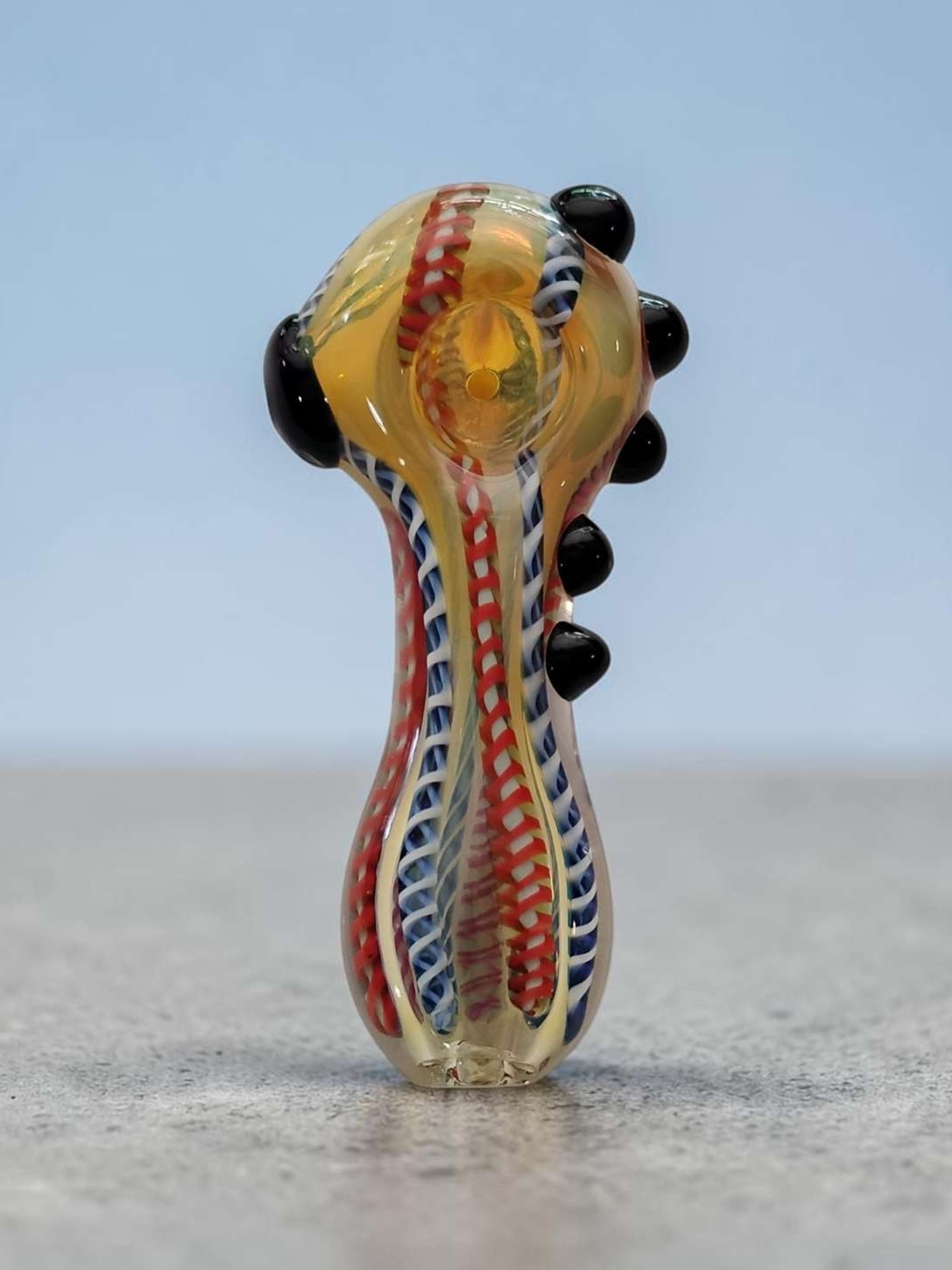 Preview pic of Black Studded Red Blue & White Rope Flattened Mouthpiece