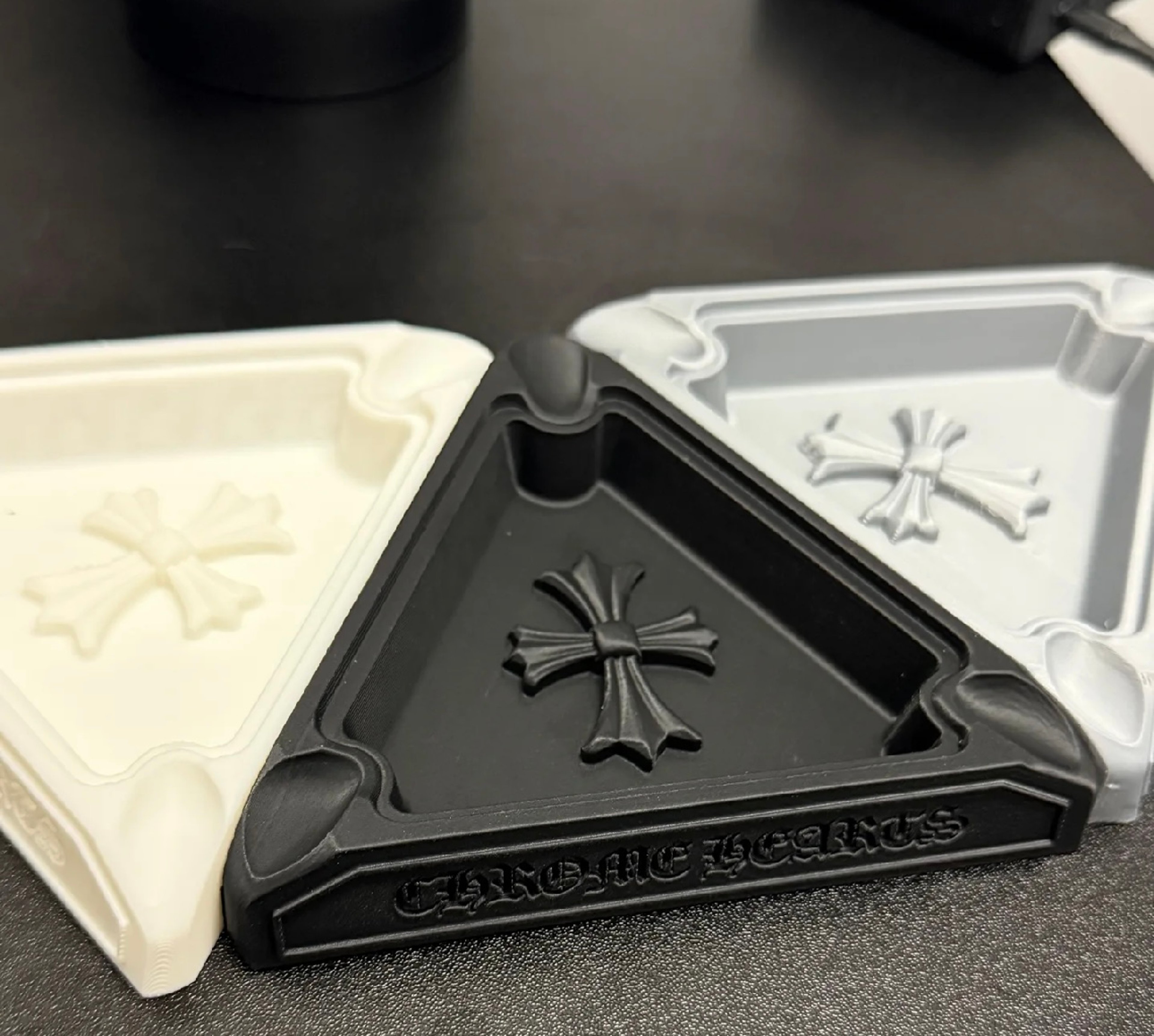 Preview pic of Chrome Hearts Inspired Triangle Ashtray ✝️🖤 Custom 3D Gothic Cross Tray