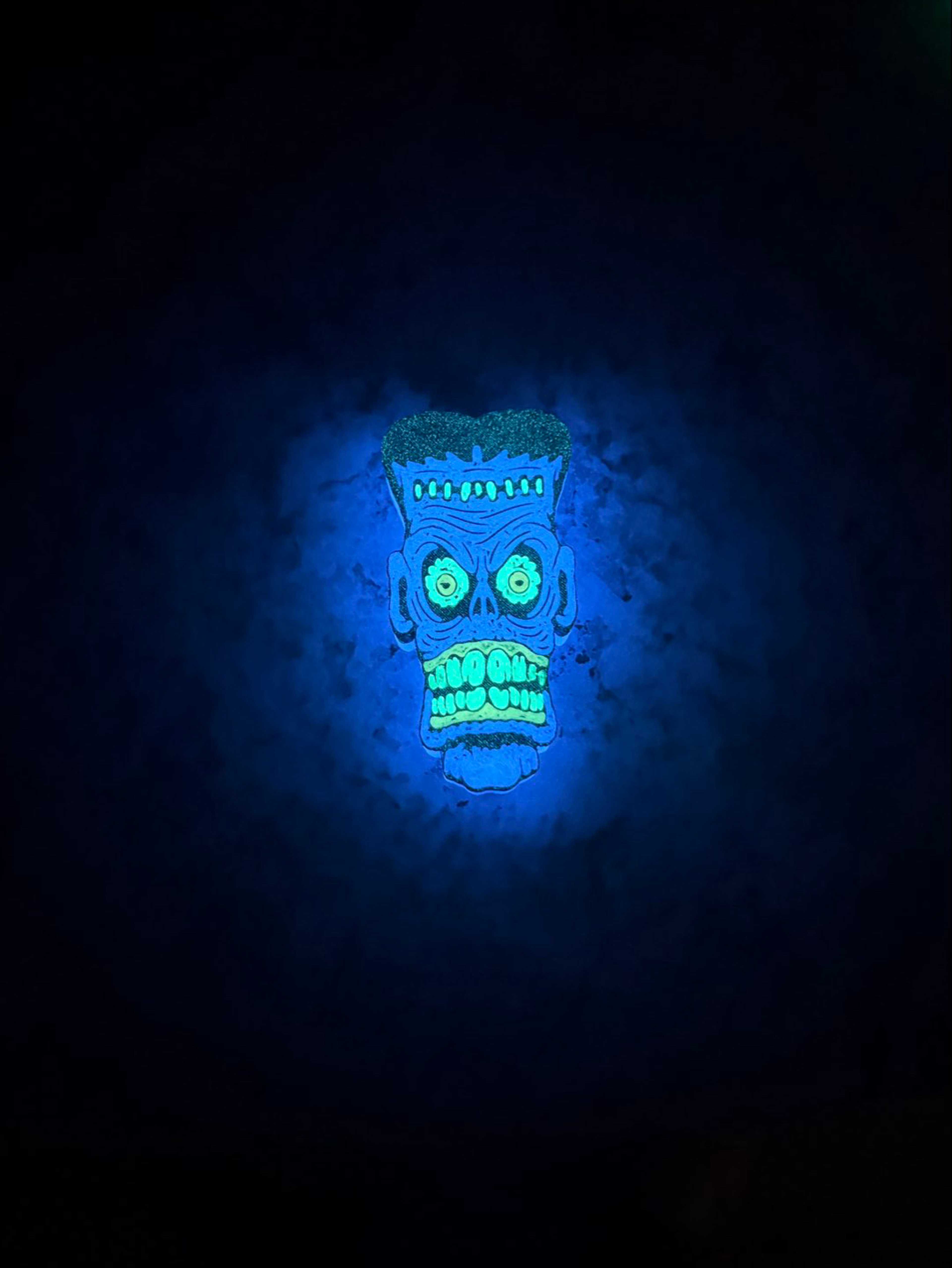 Preview pic of Glow-In-The-Dark Frankenstein Bic Lighter Sleeve (Blue) 🧟‍♂️